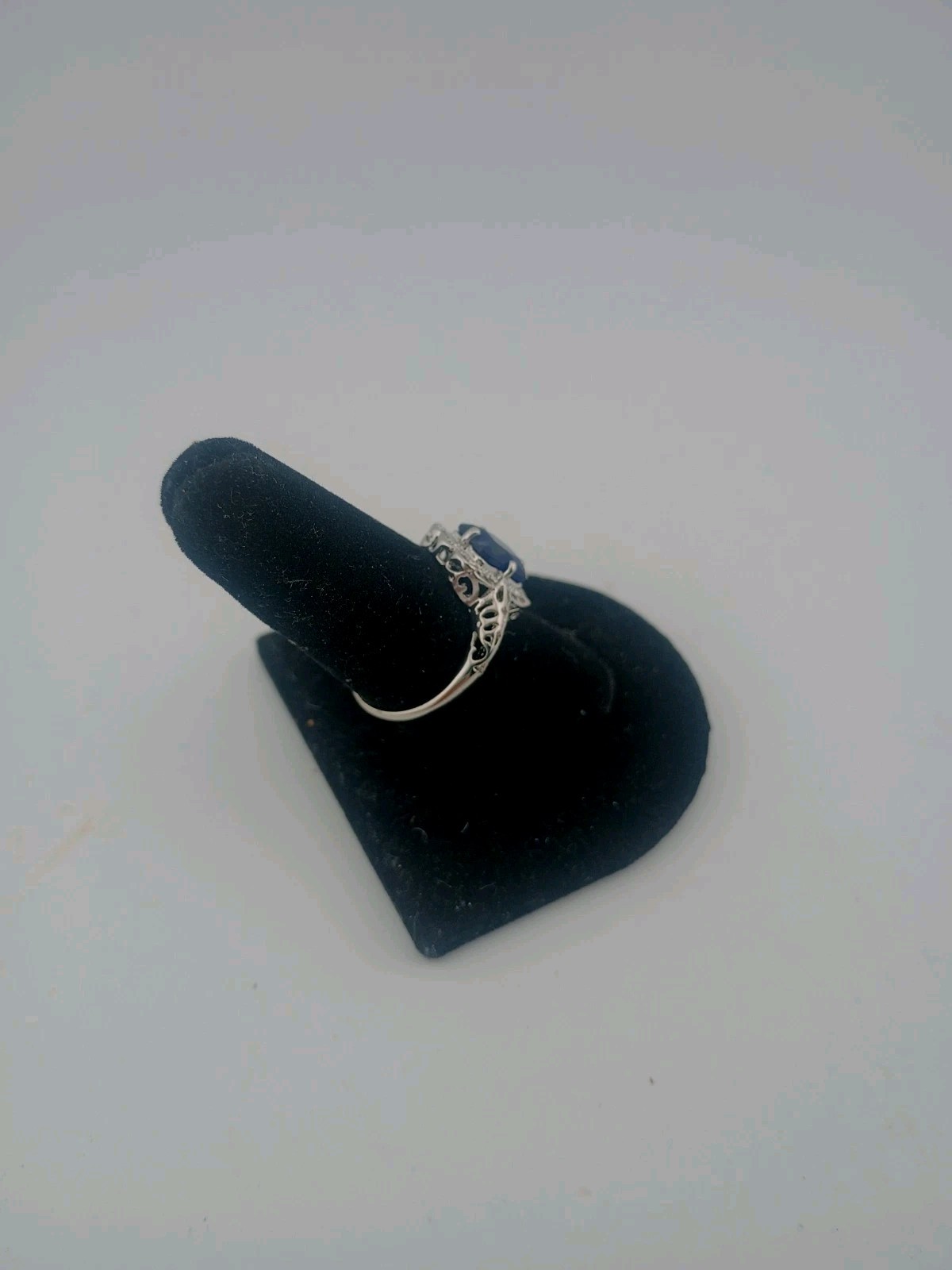 Silver Cocktail Ring with Blue Rectangular Stone … - image 7