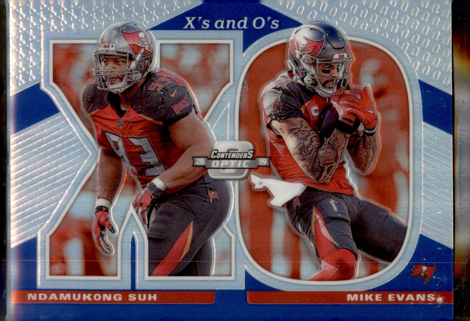 2019 Panini Contenders Optic #XO-MN Mike Evans /Suh Xs and Os Blue #/99