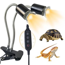 Reptile Heat Lamp, Dual-Head UVA UVB Light for Aquarium Turtle Tank, Reptile ...