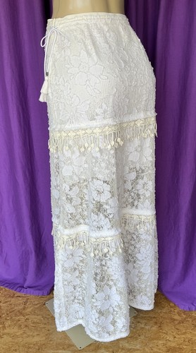 ELIE TAHARI Mini w/Maxi Overlay White/Ivory Contrast Lace Skirt Size 4 - Picture 6 of 11