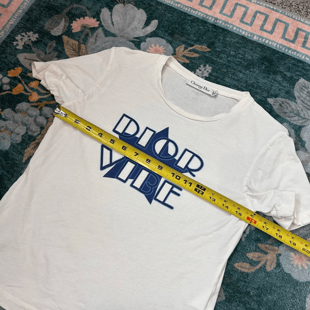 Dior T-Shirt Womens Medium White Blue Dior Vibe Star Logo Dior T-Shirt Womens Medium White Blue Dior Vibe Star Logo