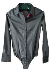 Body Shirt Hemd Koucla Business Bodybluse Langarm Grau Gr. M (36-38)