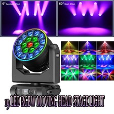 4-in-1 RGBW Bee Eyes Zoom Wash Beam 19x20W Moving Head Light Master Slave Modes