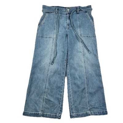 Hudson Jeans Womens 16/36 Wide Leg Belted High Rise Crop Double Button Utility
