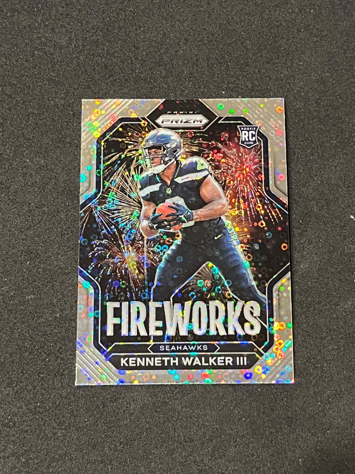 2022 Panini Prizm Football Kenneth Walker III Fireworks No Huddle Prizm #F-25