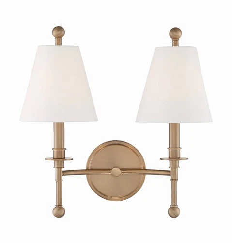 Crystorama Riverdale 14 1/2"H Aged Brass 2-Light Wall Sconce - Picture 2 of 6