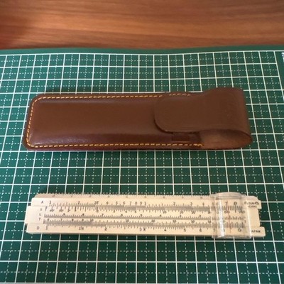 SUN HEMMI Pocket Slide Rule with Leather Case and Magnifying Lens