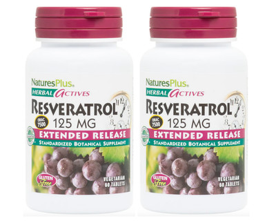 Natures Plus Resveratrol Extended Release 125 mg 60 tablets (2 PACK)