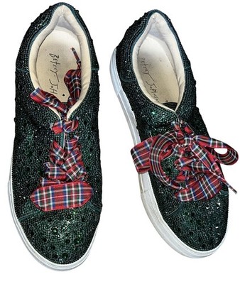 Betsy Johnson Sidny Sneakers Platform Rhinestone Tennis Shoes Women's Size 8.5M