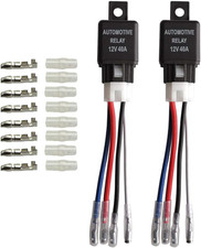 2Pcs Car Relay Harness 12V 40A 4 Pin SPST Harness Sockets with Color-Labeled Wir