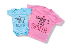Personalised LITTLE SISTER/LITTLE BROTHER sibling set new baby gift