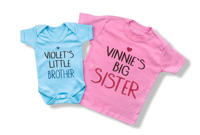 Personalisiertes Geschwisterset Kleine Schwester/Kleiner Bruder Neu Babygeschenk