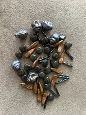 Mix of Unique Czech Bohemia Glass Pressed Beads, Dark Blue, Beach 57pieces