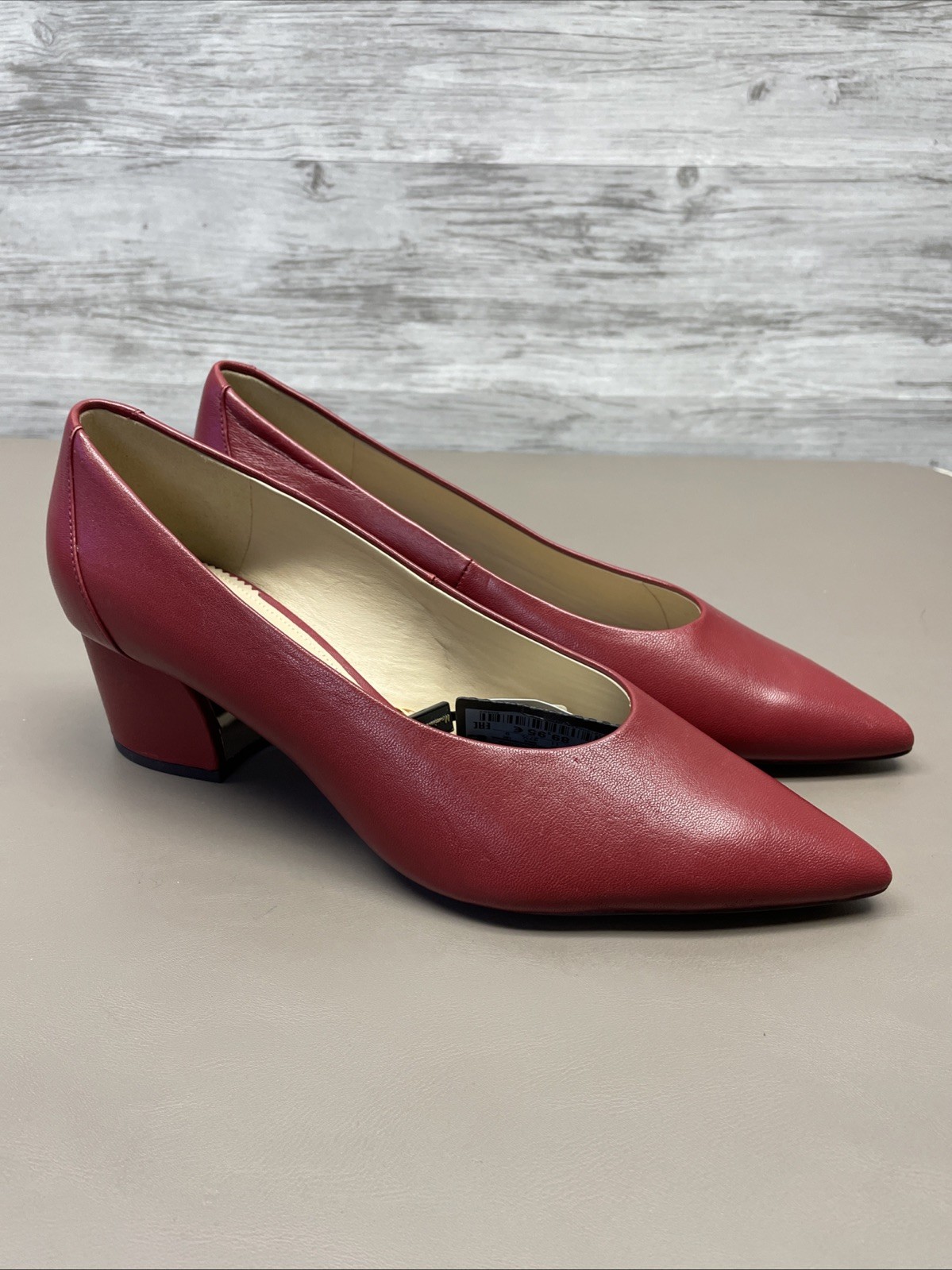 Massimo Dutti Womens Heels Size 42 Red Leather Block Heel Pointed Toe