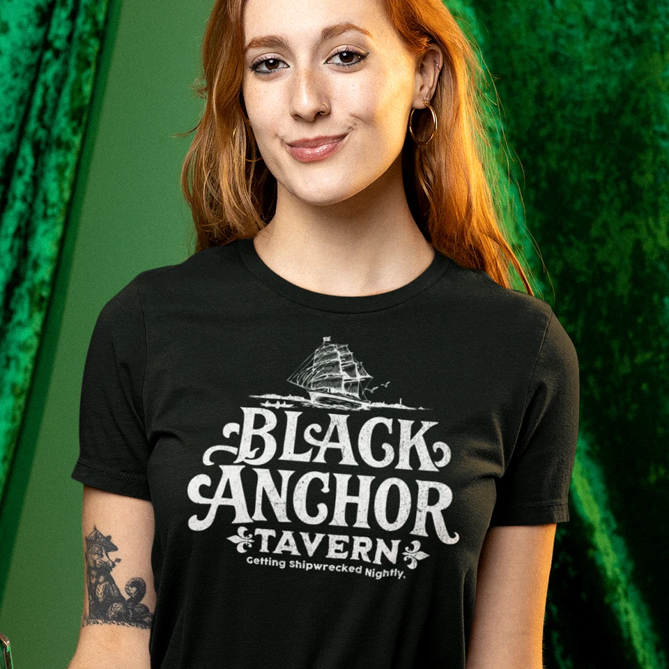 Black Anchor Tavern T-shirt, Beer & Bar Lovers Gift, Nautical Themed Dive Bar - Image 3 of 4