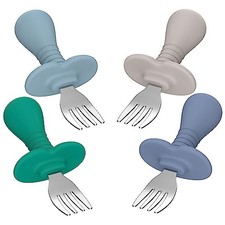4Pcs Toddler Forks Baby Forks Set - Self-Feeding Utensils with Soft 4 Colors