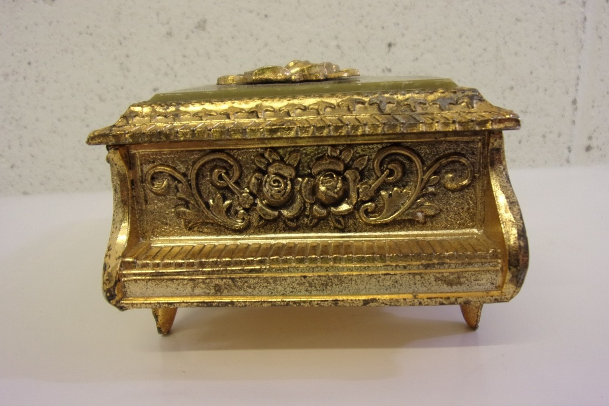 Vintage Sankyo Grand Piano Music Jewelry Box Wind Up Japan Clear w