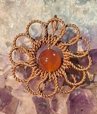 Flower Pendant Copper Daisy Wire Wrapped Mand...
