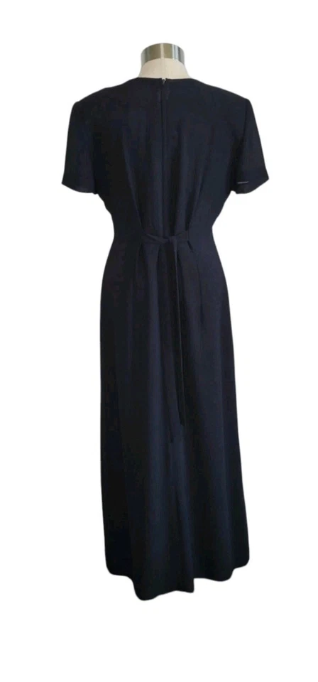 Maxi Vestido Jessica Howard De Colección Años 90 Negro Navidad Lentejuelas Flor de Pascua Talla 12  Foto 3 de 4