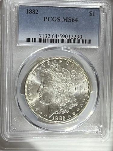 1882 Morgan Silver Dollar PCGS MS-64 Business Strike $1 Coin Blast White