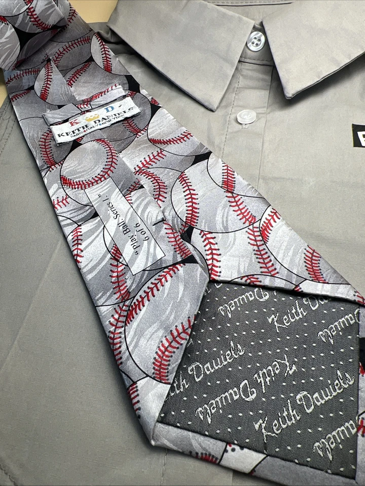 "Corbata Keith Daniels Play Ball Series 100 % seda pelotas de béisbol 58"" X 4""" Foto 4 de 4
