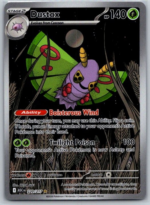 Dustox 220/217 Illustration Rare Ascended Heroes Pokemon Holo Near Mint