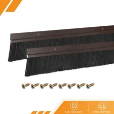 2Pack Door Brush Bottom Sweep H-Shape Base with 2" Nylon Brush 39"x3" Brown