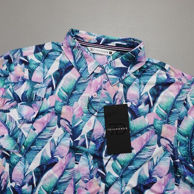 7 Diamonds Verde Polo Shirt Golf Wicking Anti-Microbial Stretch Colorful Leaf