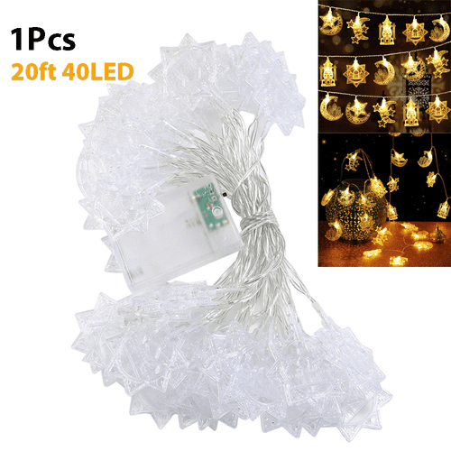 Moon Star String 40 Led 20FT Warm Lights Fairy Ramadan, Xmas, Wedding Decoration - Picture 17 of 19