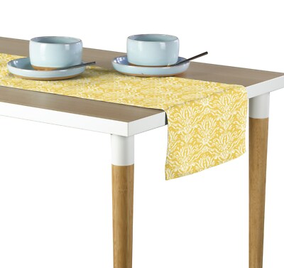 100% Milliken Polyester Yellow Keyhole Damask Table Runners -12''x72'' or 14''x108''