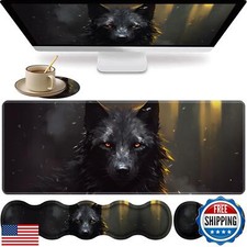 Large XXL Gaming Desk Mat 31.5"x 11.8", Ergonomic Keyboard Wrist Rest and Mou
