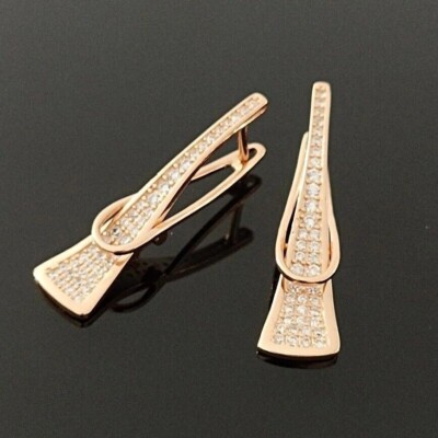 1.80Ct Round White Lab-Created Diamond Drop Earrings Womens 14K Rose Gold Plated