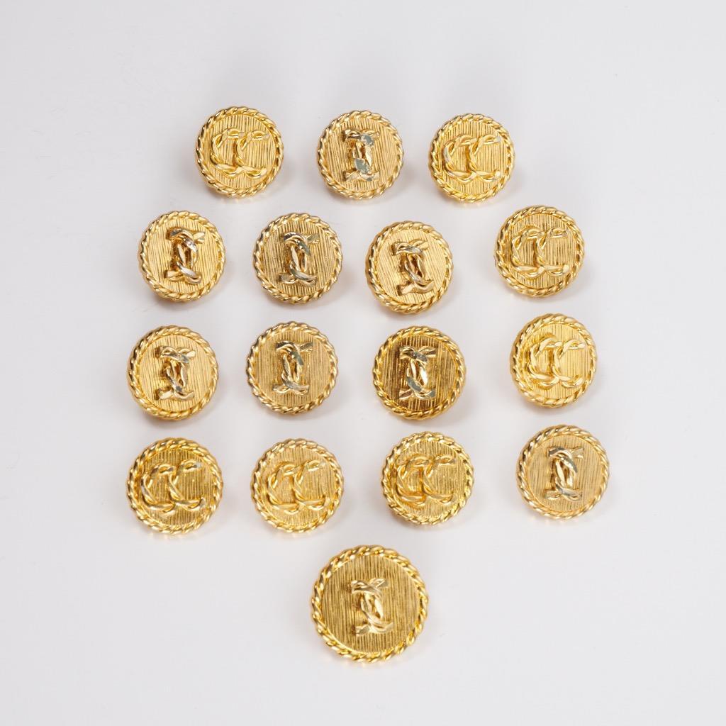 Chanel Classic Gold Tone Braided Rope Metal Shank Buttons 16pc Lot