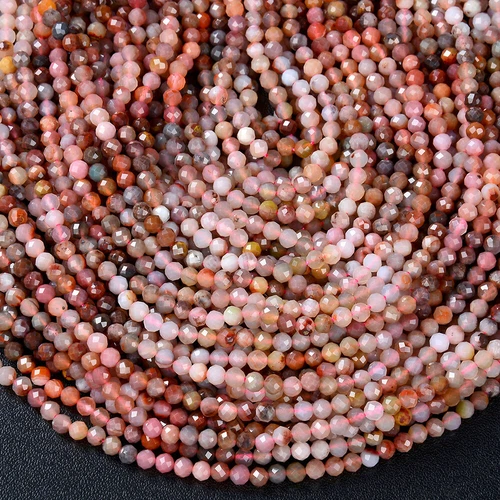 4 mm agata corniola del Mozambico AAA micro sfaccettata rotonda 15,5 pollici (80009383-P29) - Foto 2 di 3