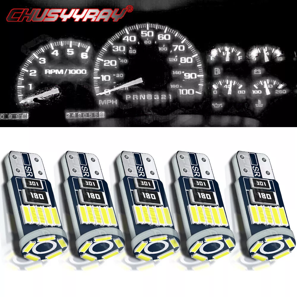 5Pcs T10 white LED Bulb Instrument Gauge Panel Dash Light fits For GMC