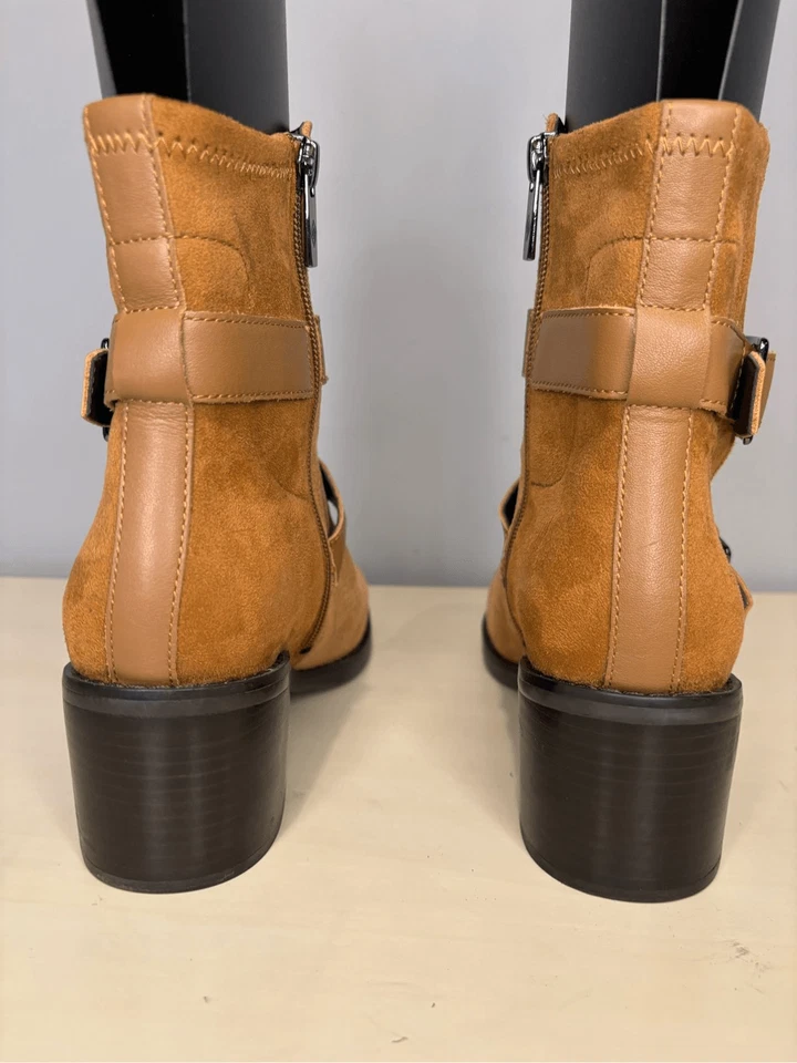 Donald Pliner Women's Darby Suede Buckle Zip Mid-Calf Boots Brown Size 7 NWOT - Imagem 4 de 4