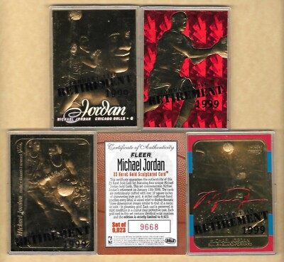 4 Jordan 23 kt Gold Limited Edition Basketball Cards MATCH SERIAL # 9668 /  9923