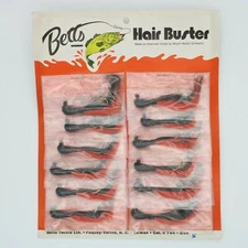 Betts Hair Buster Bass Jig Fishing Lures 12 Pc Dealer Card Black Red 1/4oz