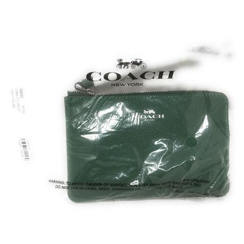 Coach Wristlet Genuine Green Leather Corner Zip | eBay