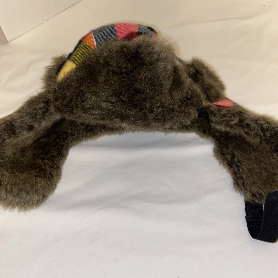 D&Y Trapper Hat Plaid Flannel Faux Fur Lined Winter Ear Flap Bomber One Size - Image 2 of 4