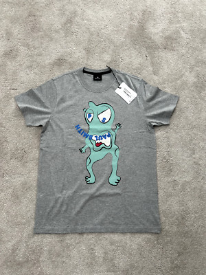 PAUL SMITH Tshirt T Shirt Herren Slim Fit M L Grau Bio Baumwolle Alien UVP 60 