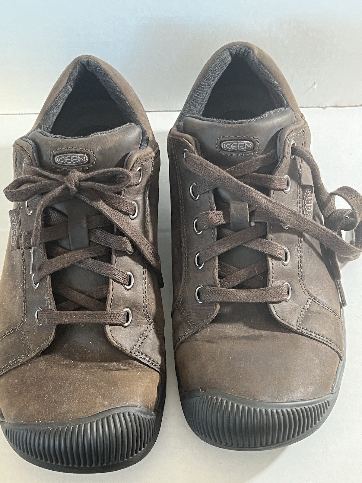 Scarpe stringate KEEN da passeggio escursionismo donna 9 5 M grip punta in gomma pelle marrone