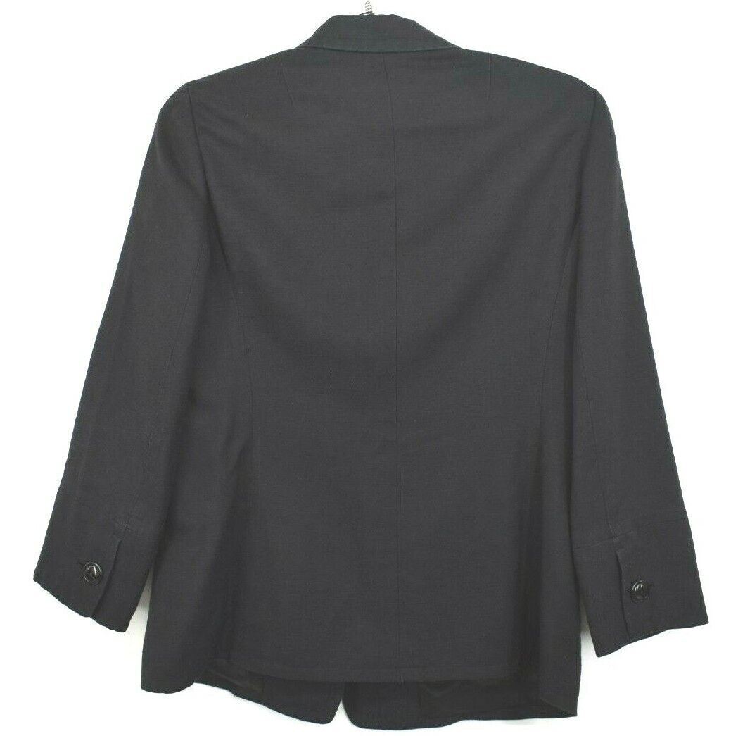 Eccoci Womens Solid Black V Neck Button Front Lon… - image 2