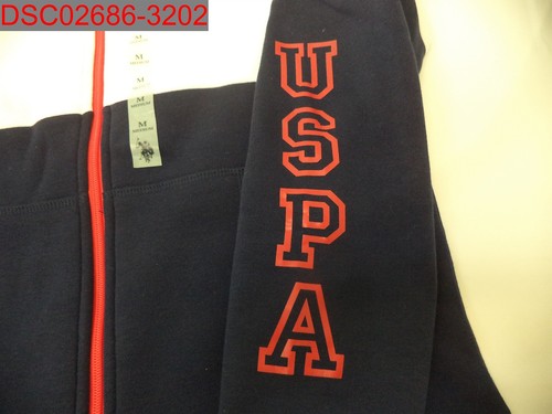 Stain U.S. Polo Assn. Men White Colorblock Fleece Hooded Jacket M 883379340355 - Picture 6 of 10
