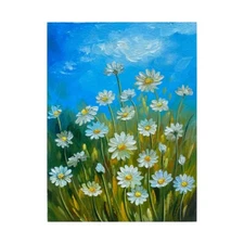 Original oil Painting Daisy Art Wildflower Painting Flowers Art Meadow Art Daisy