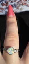 Australian Solid Mintabie Opal Ring Sz 7 2.3g Sterling Silver