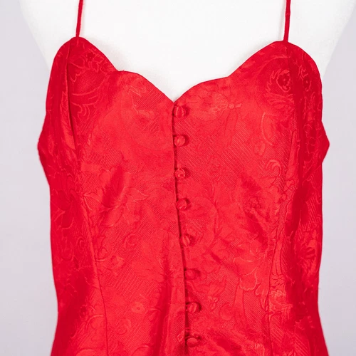 UNDERCOVER Abito da notte vintage Victoria's Secret etichetta oro rosso raso GRANDE romantico