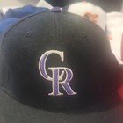 Colorado Rockies CR Logo Baseball Cap Hat Black Purple White Size 7 1/2 — photo 1