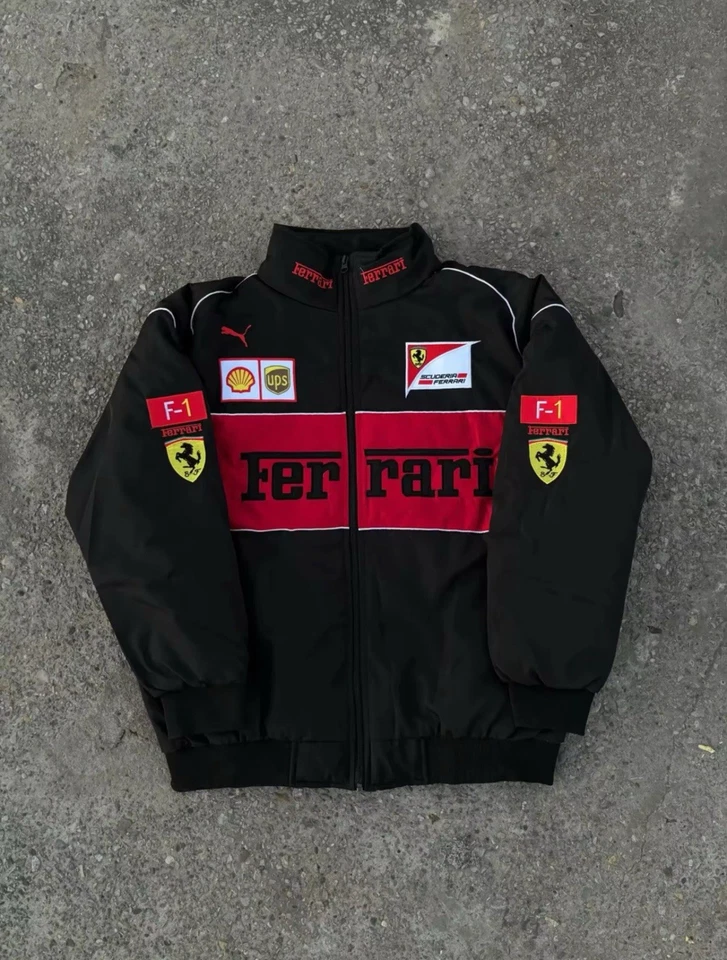 Vintage Ferrari Racing Jacket F1 Team Scuderia Embroidered Logo Mens  Red&black - Image 4 of 4