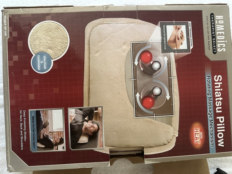 HoMedics Shiatsu Heated Rotating Massage Pillow Beige Plush SP-10H